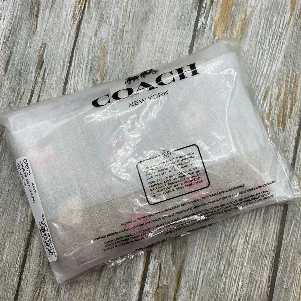 Coach Corner Zip Wristlet In Signature Canvas With Floral Print Wallet Bag Purse - Picture 7 of 7